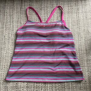 Nike womens Racerback Pink Stripe‎ Tankini top Size Large